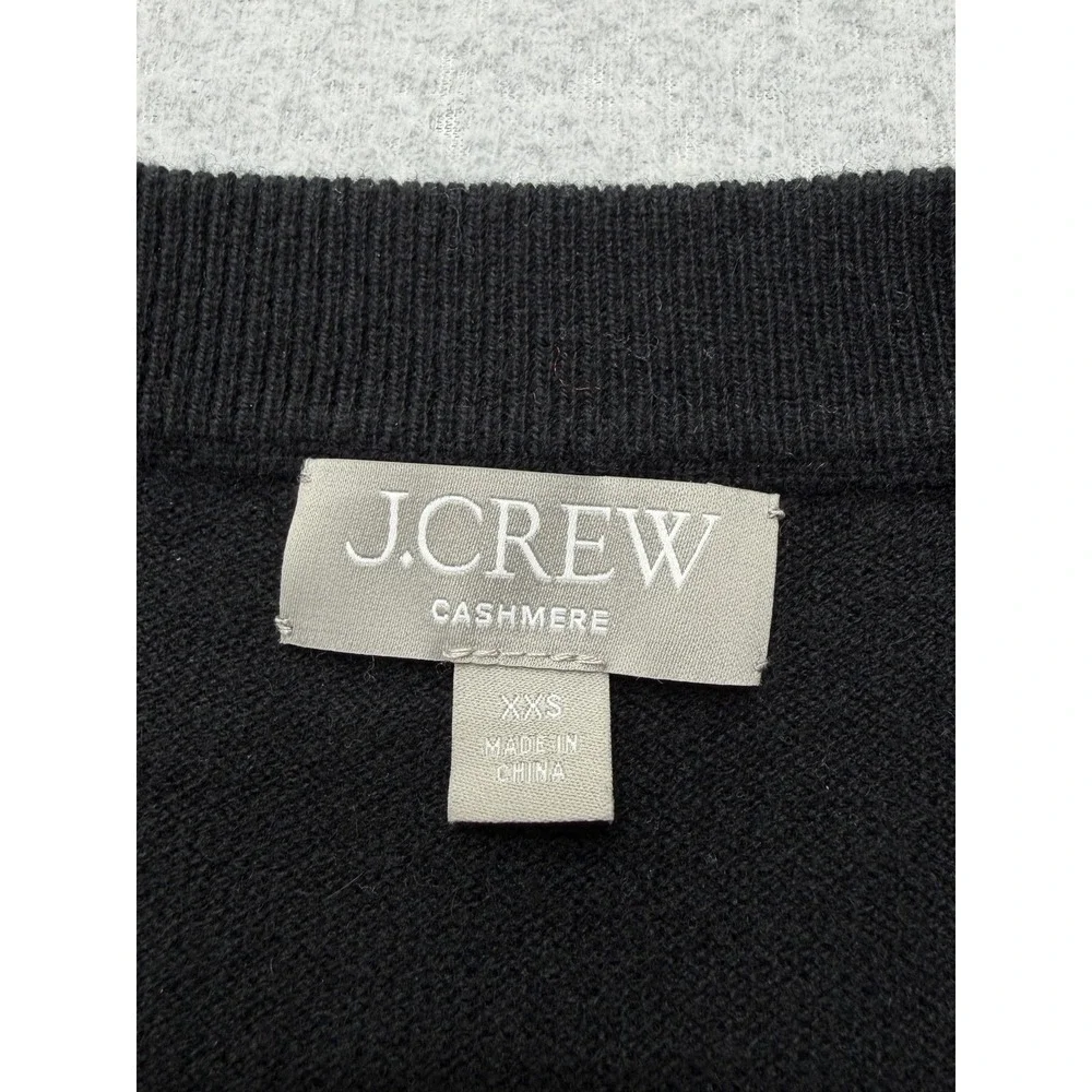 J Crew Sweater Womens XXS Black Cashmere Crewneck Pullover Knit Soft Cozy